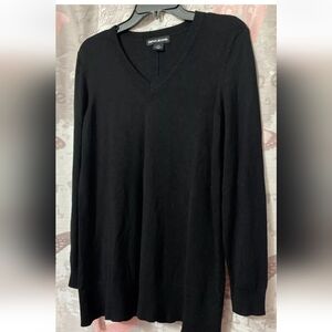DKNY Tunic Sweater Mens Sz Small Black V-Neck  Soft Cozy Stretch